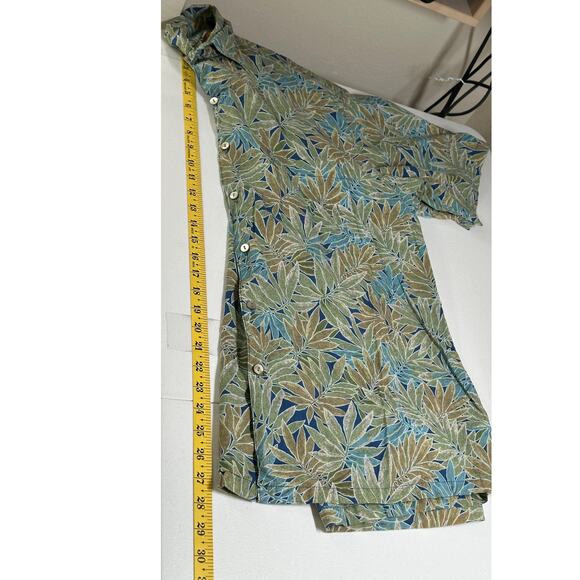 Tori Richard Shirt Mens Large Green Button Up 100% Cotton Hawaiian Tropical - Picture 8 of 8
